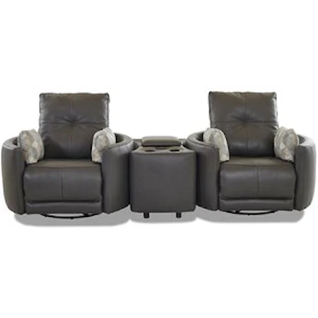 Contemporary 2-Seat Reclining Set with Cupholder Console